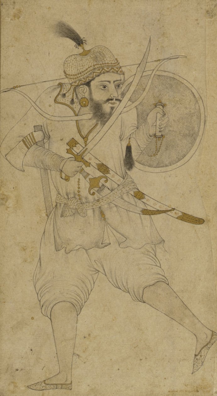 एक तातार सैनिक, अहमदनगर, डेक्कन पठार (कागज पर स्याही और मामूली टिंट) द्वारा इंडियन स्कूल