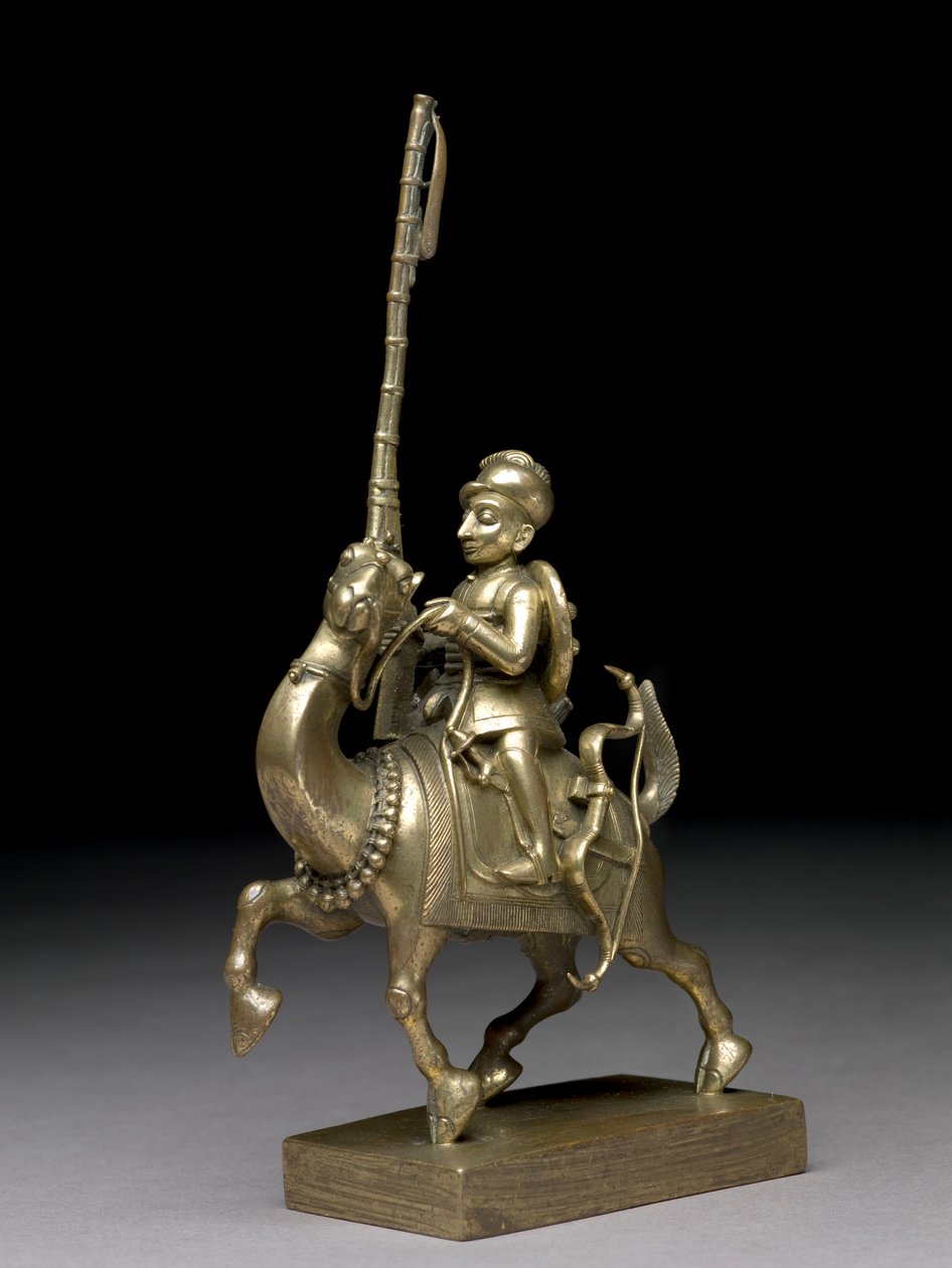 ऊंट की सवारी करने वाला एक मैचलॉकमैन, विजागापट्टम, c.1795 (पीतल) द्वारा इंडियन स्कूल