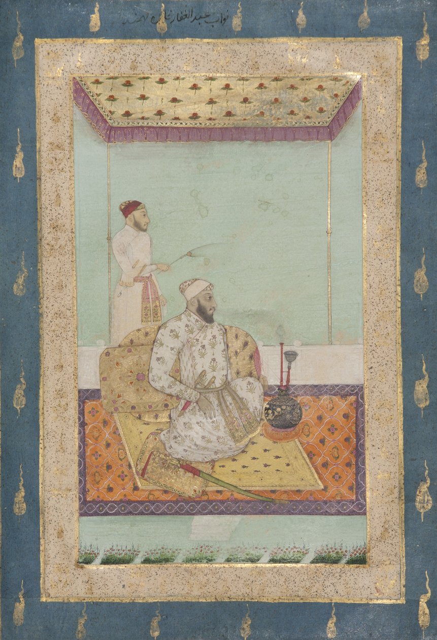 अब्दुल गफ्फार खान बहादुर, c.1680 (कागज पर अपारदर्शी wc और सोना) द्वारा इंडियन स्कूल