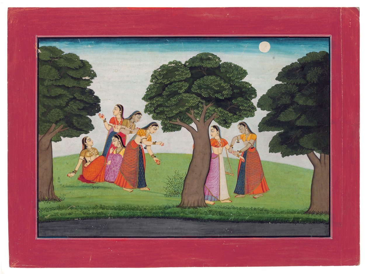 कृष्णा गायब होने के बाद, c.1760-65 (कागज पर अपारदर्शी wc और सोना) द्वारा इंडियन स्कूल