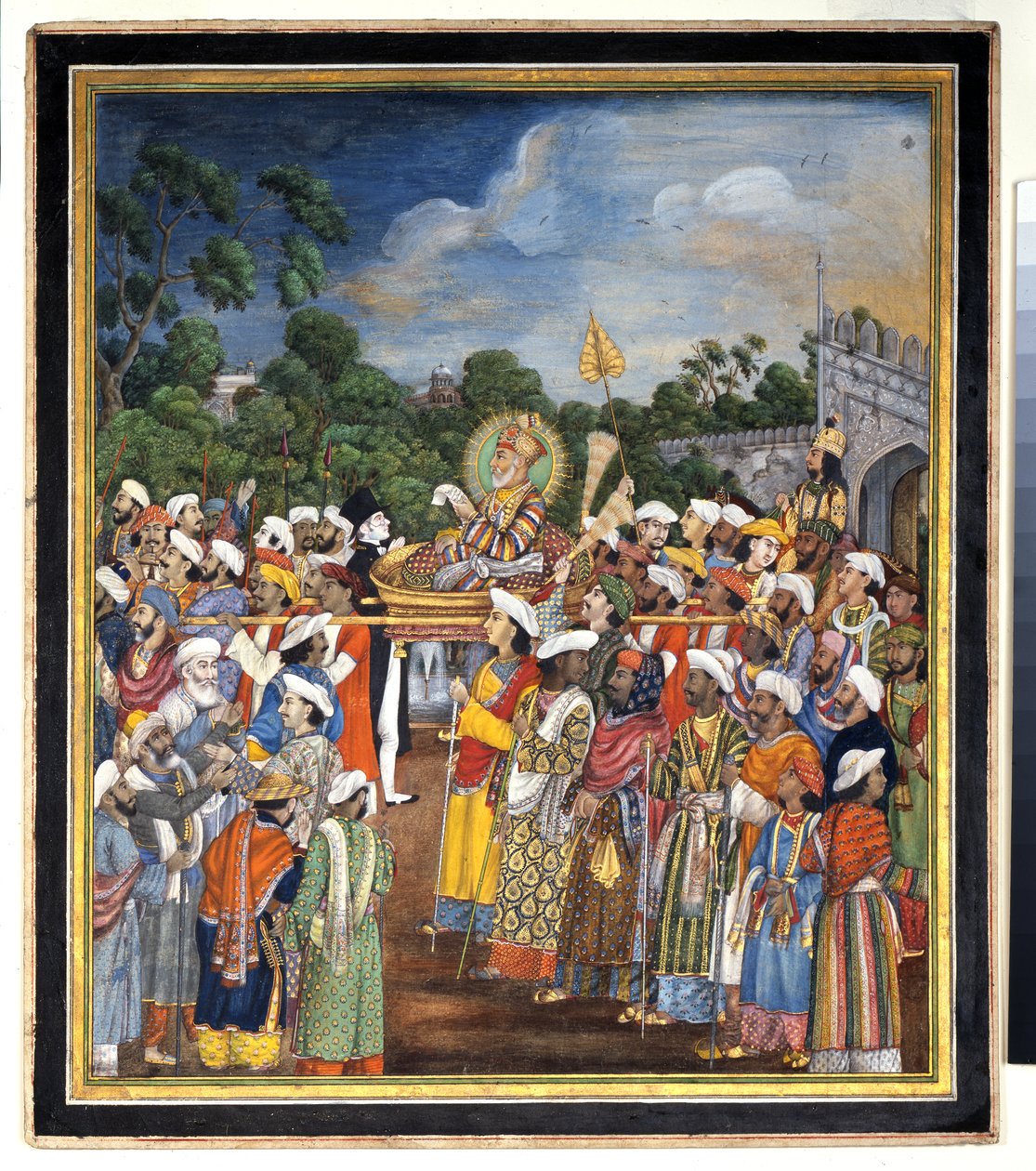 अकबर शाह द्वितीय ने ब्रिटिश रेजिडेंट को प्राप्त किया, c.1810 द्वारा इंडियन स्कूल
