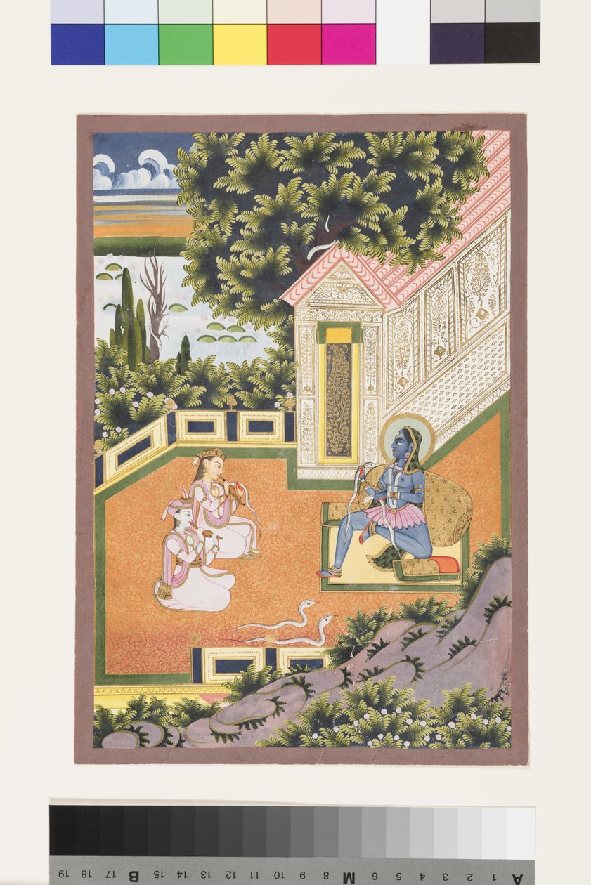 श्री की असावरी रागिनी, c.1850 (कागज पर अपारदर्शी wc और सोना) द्वारा इंडियन स्कूल