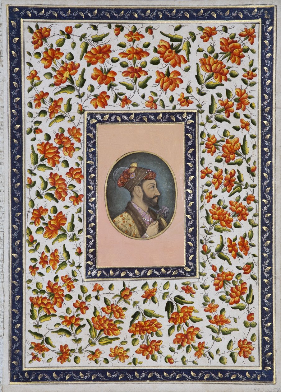 औरंगजेब बहादुर ने एक आईरिस, c.1650 (कागज पर अपारदर्शी wc और सोना) धारण किया द्वारा इंडियन स्कूल