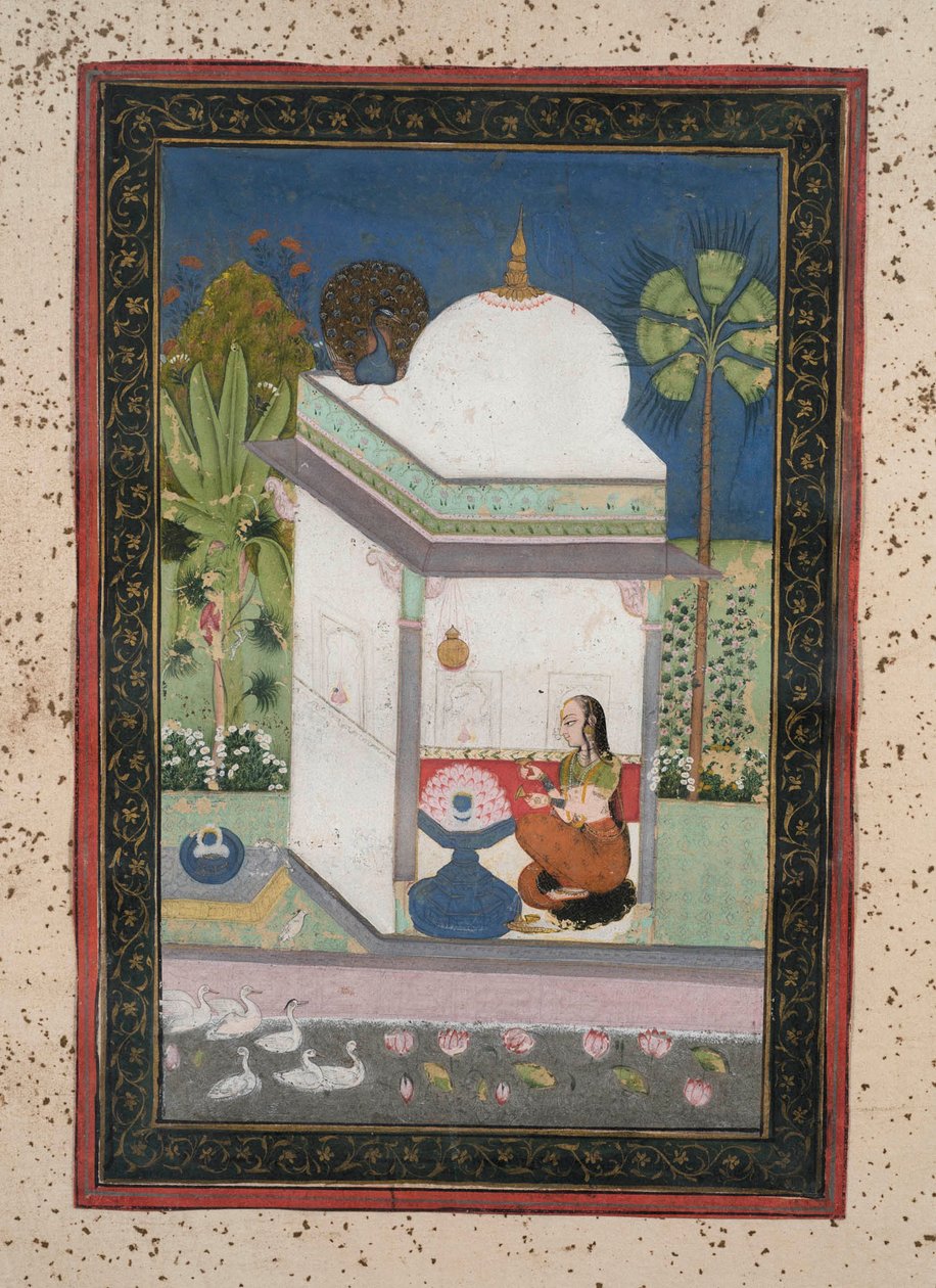 भैरवी रागिनी, c.1790 (कागज़ पर सोना, सोना लगाना) द्वारा इंडियन स्कूल