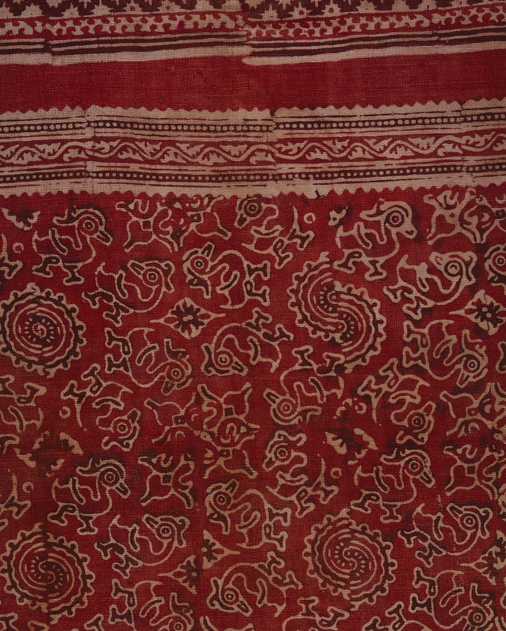 भू, कमल की कली और रोसेट पैटर्न, भारतीय, c.1500 (कपास) (विस्तार) के साथ निर्यात व्यापार के लिए ब्लॉक-मुद्रित कपड़ा द्वारा इंडियन स्कूल