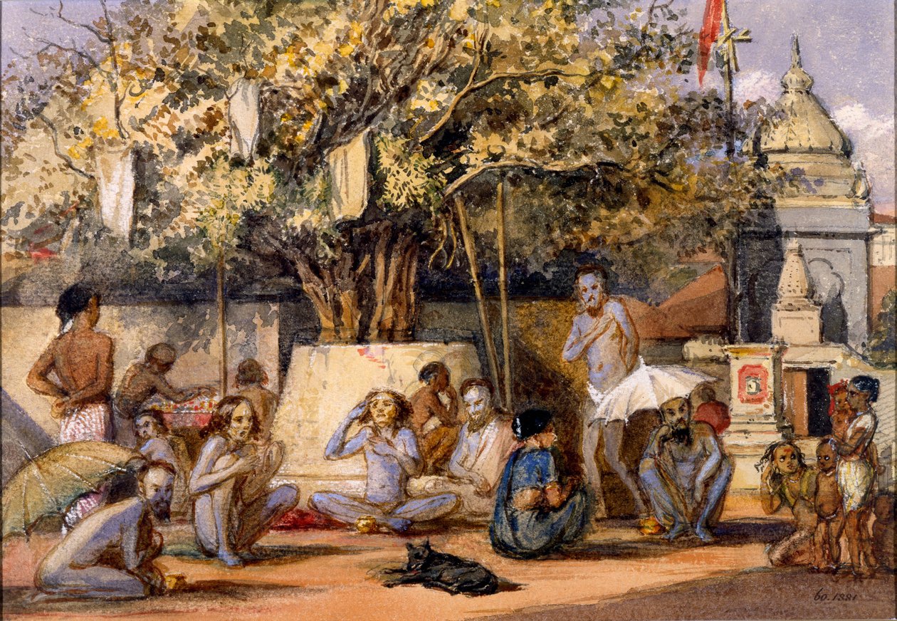 बायरैगिस, एक त्योहार के लिए तैयारी कर रहे हिंदू धार्मिक मेन्डिकेंट्स, बॉम्ब कैंडी, बॉम्बे द्वारा इंडियन स्कूल