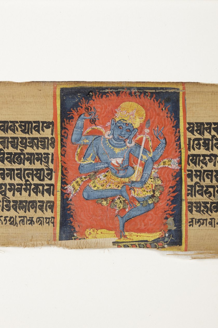 डांसिंग हेरुका, c.1150-1200 (ताड़ के पत्ते पर अपारदर्शी wc और स्याही) द्वारा इंडियन स्कूल