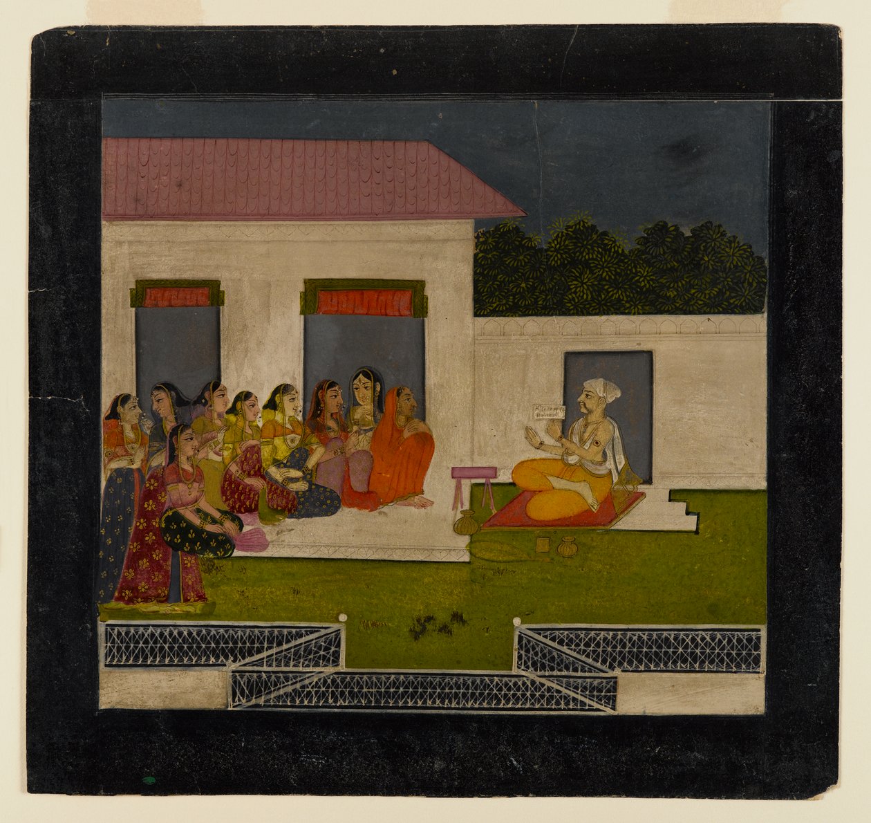 भक्ति प्रवचन, 1750-1775 (कागज पर अपारदर्शी wc और सोना) द्वारा इंडियन स्कूल