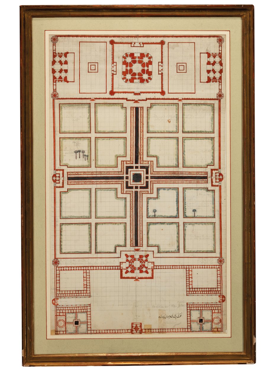 ताजमहल, आगरा, उत्तर भारत के बागानों की प्रारंभिक योजनाबद्ध योजना, c.1805 द्वारा इंडियन स्कूल