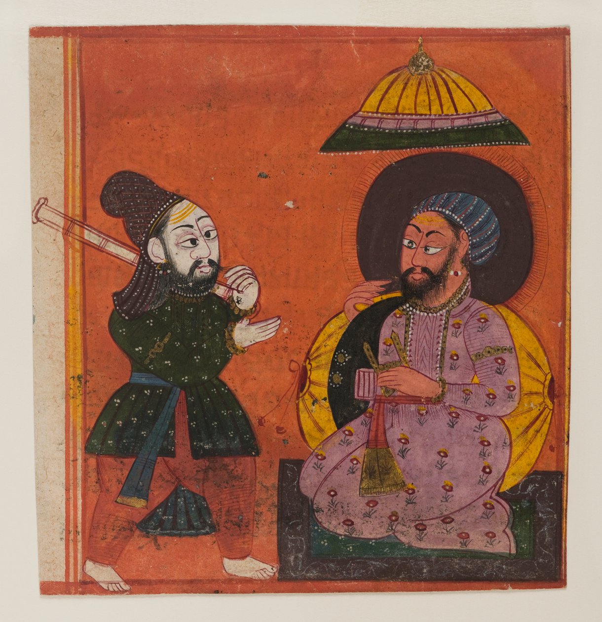 एक मार्कंडेय पुराण श्रृंखला के पृष्ठ का अंश, c.1625 (कागज पर अपारदर्शी wc और सोना) द्वारा इंडियन स्कूल