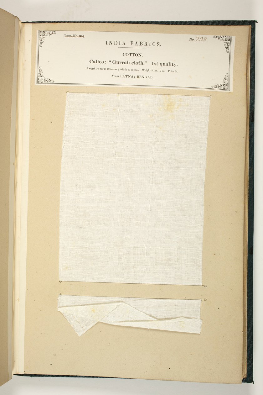 1866 में प्रकाशित जॉन फोर्ब्स वॉटसन द्वारा भारत के वस्त्र निर्माताओं के संग्रह से गुर्रा क्लॉथ, पटना, बंगाल द्वारा इंडियन स्कूल