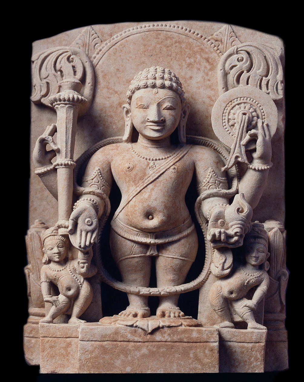 हिंदू धर्म: "" विष्णु का प्रतिनिधित्व "" (विष्णु) - ग्रेस की मूर्तिकला (बलुआ पत्थर की मूर्ति), मथुरा स्कूल, कौचन साम्राज्य द्वारा इंडियन स्कूल