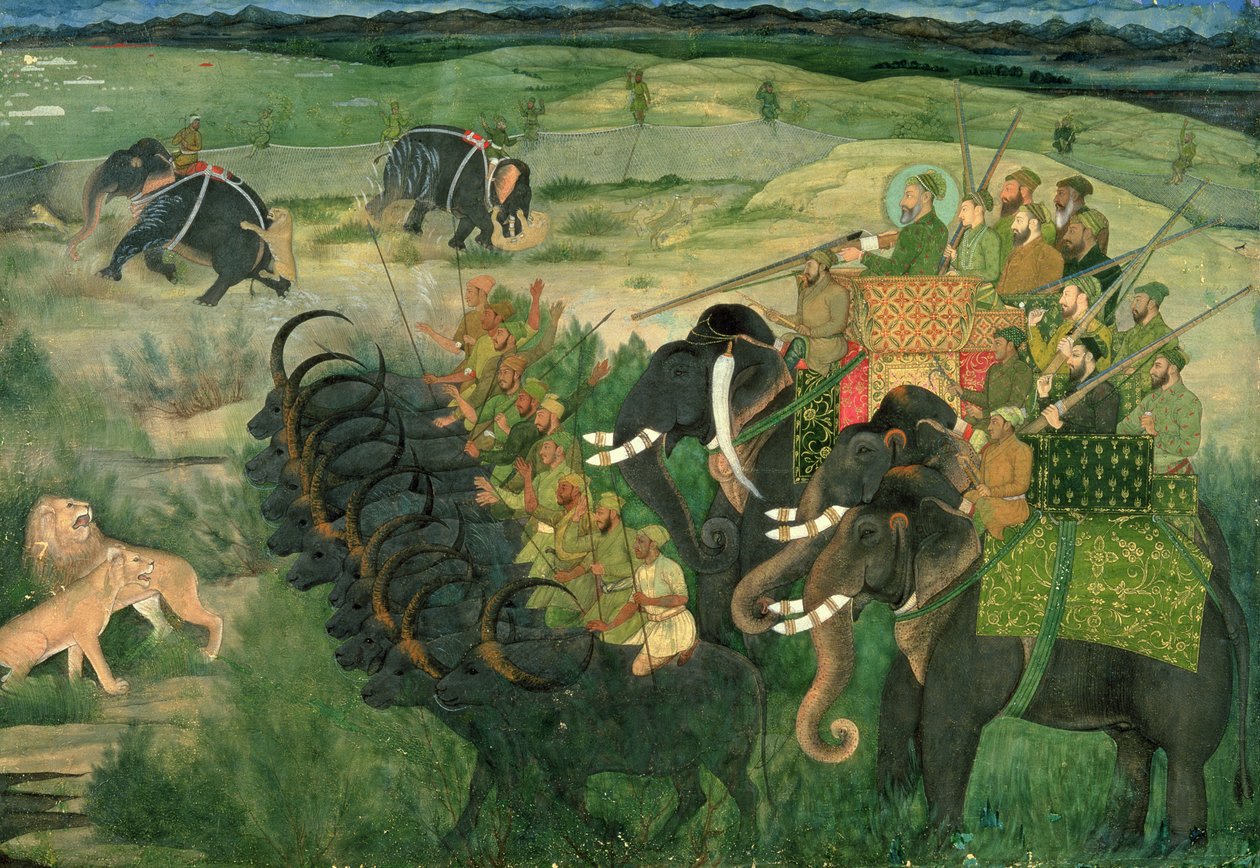 में। 11A.28 औरंगजेब शिकार शेर, c.1670-80 द्वारा इंडियन स्कूल