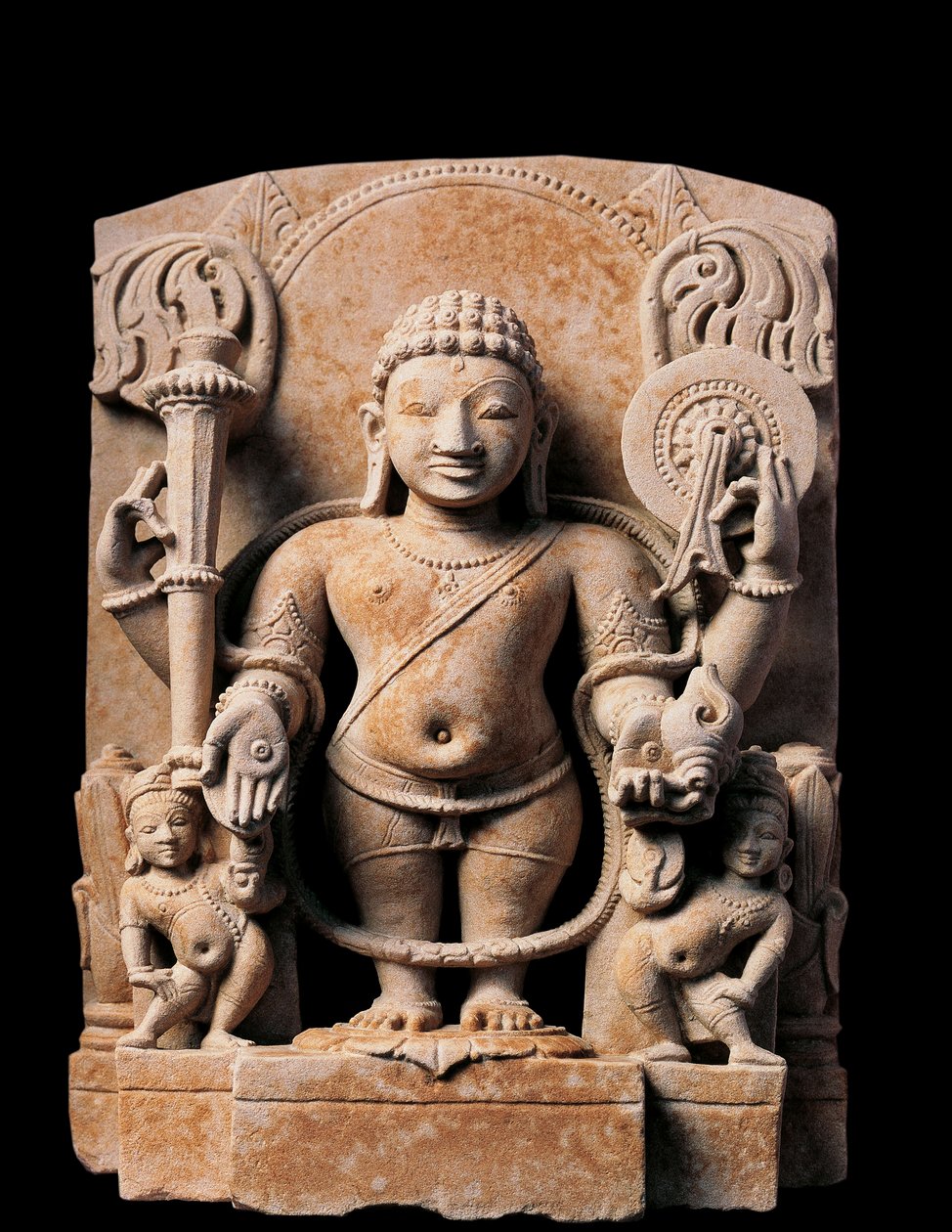 भारतीय कला: देवत्व विष्णु। उच्च राहत। 10वीं सदी। मेरठ से। द्वारा इंडियन स्कूल