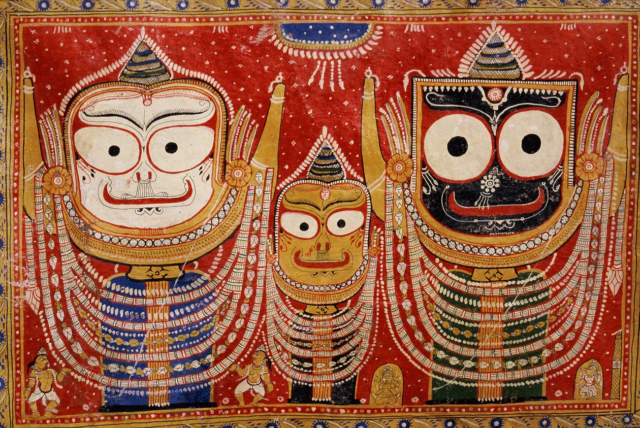 जगन्नाथ, एक घर की दीवार पर चित्रित (दीवार पेंटिंग) द्वारा इंडियन स्कूल