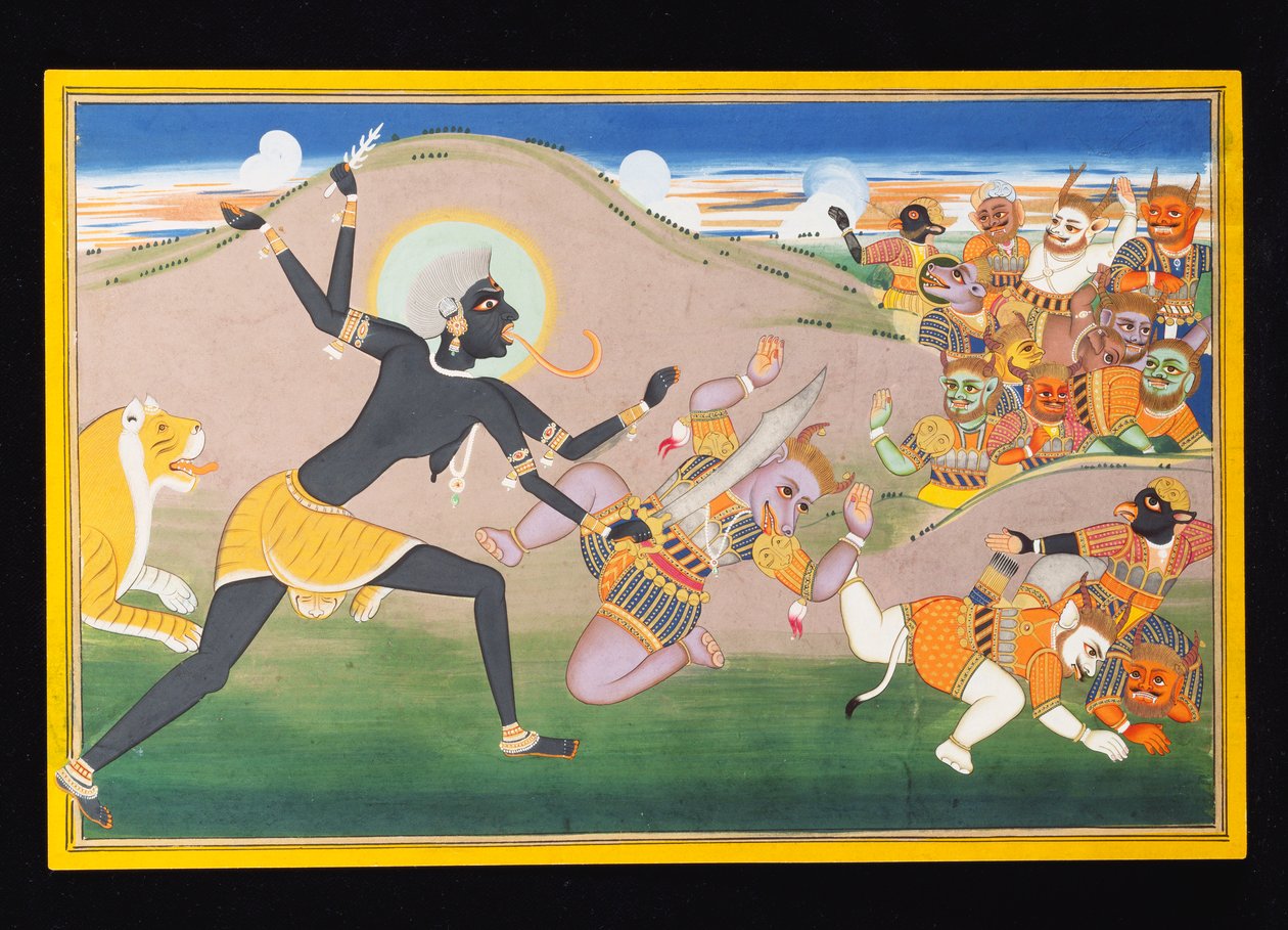 काली हत्या दानव, c.1800-1820 द्वारा इंडियन स्कूल