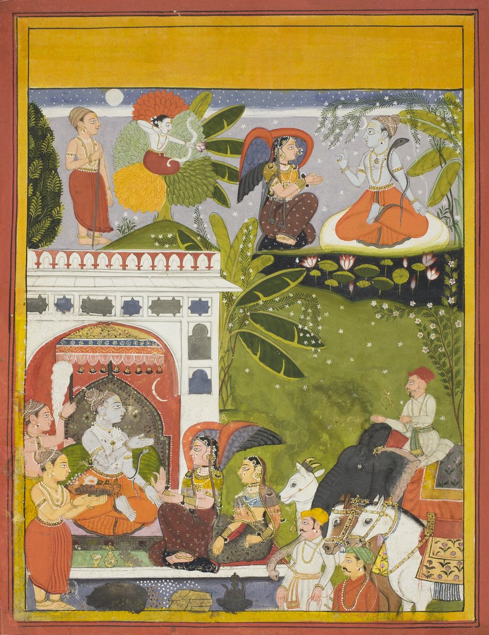 शिव पर कामा शूट लव एरो, गीता-गौरी की एक प्रति से पेज, गौरी का गीत, c.1675-80 द्वारा इंडियन स्कूल