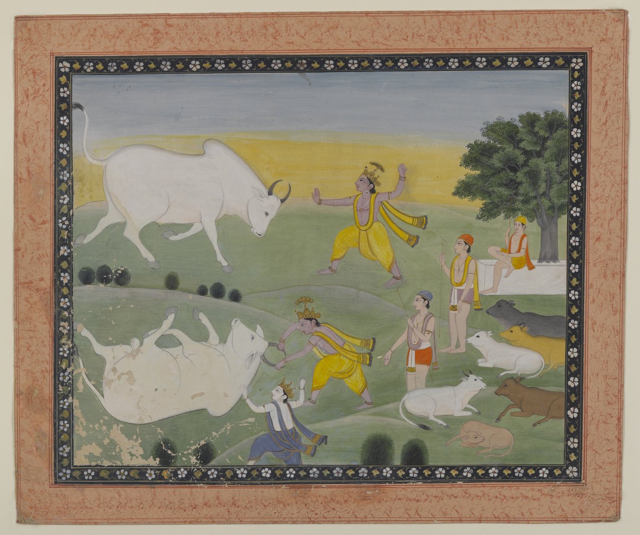 कृष्णा ने बुल डेमन को हराया (कागज पर पानी के रंग) द्वारा इंडियन स्कूल