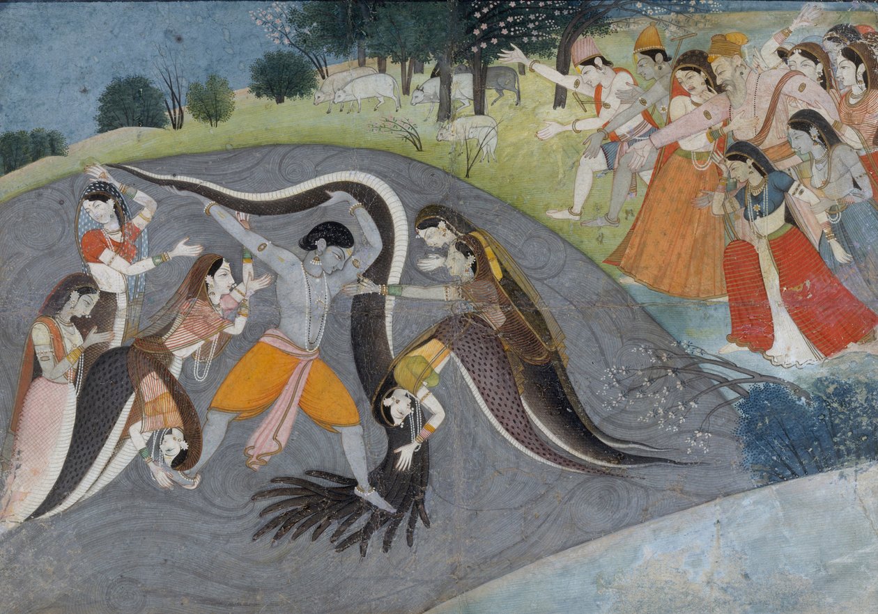 कृष्ण सुबुद्धि कालिया, साँप दानव, सी। १ali .५ द्वारा इंडियन स्कूल
