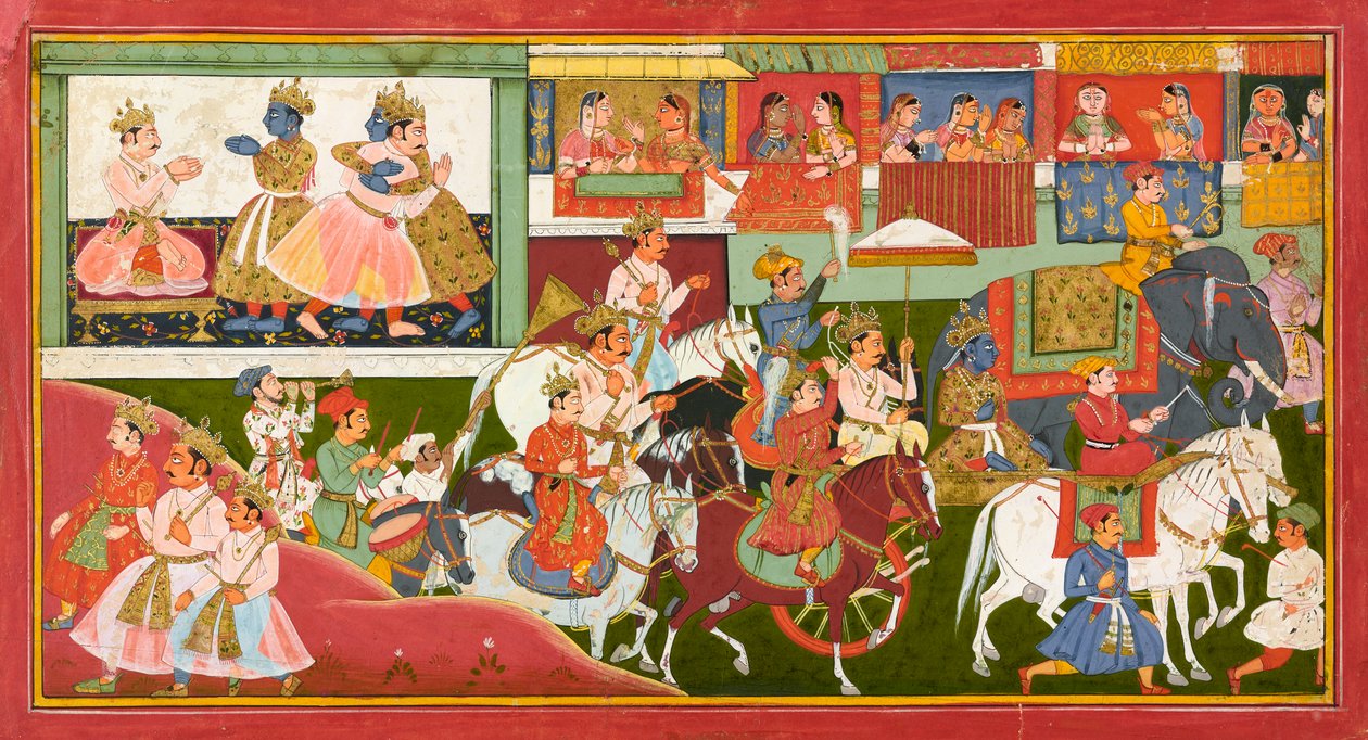 कृष्ण ने भागवत पुराण से फेयरवेल, फोलियो बोला ।.1680-1690 द्वारा इंडियन स्कूल