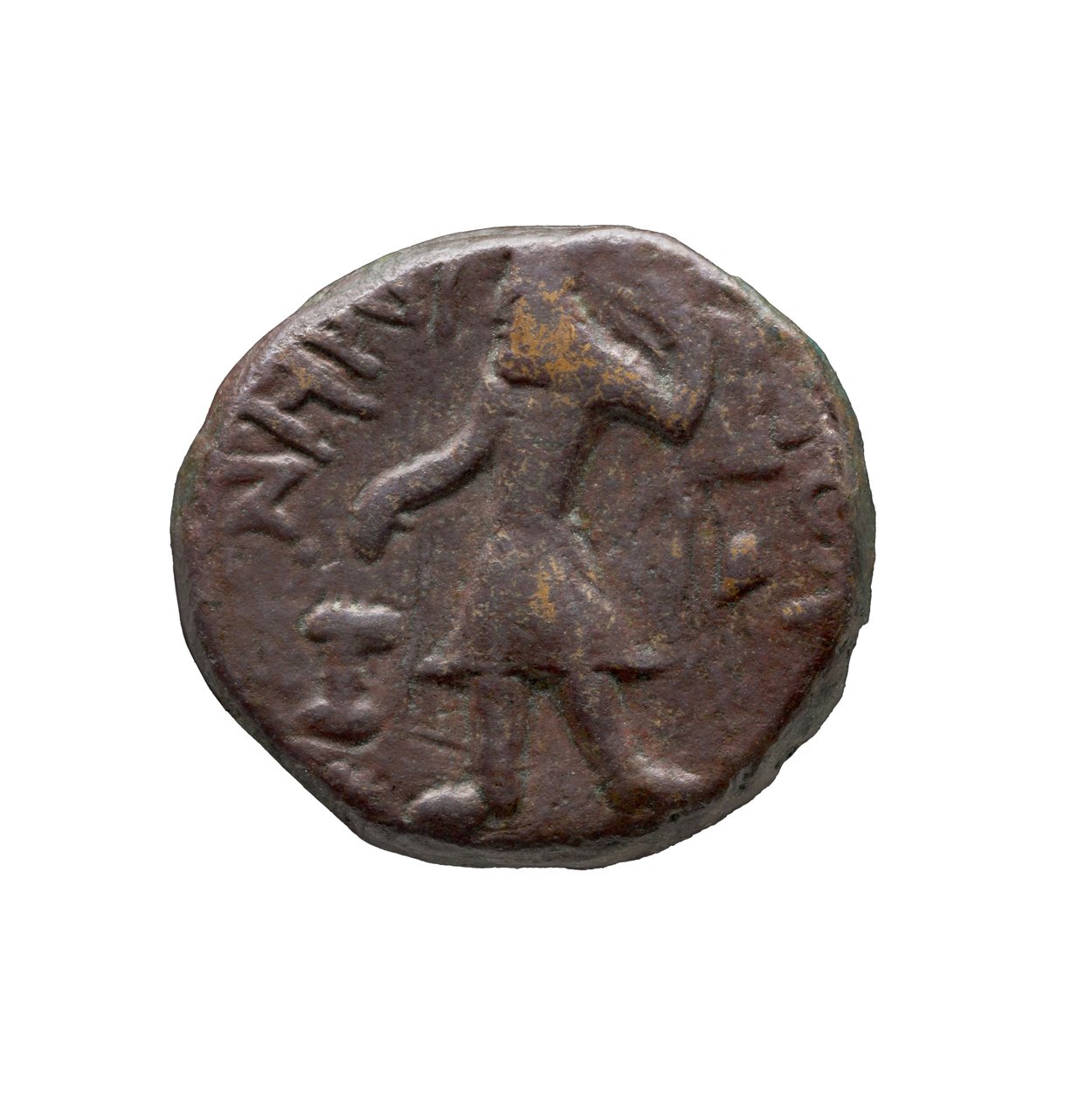 कुषाण सिक्का, ई। ई। 127-155 (तांबा) द्वारा इंडियन स्कूल