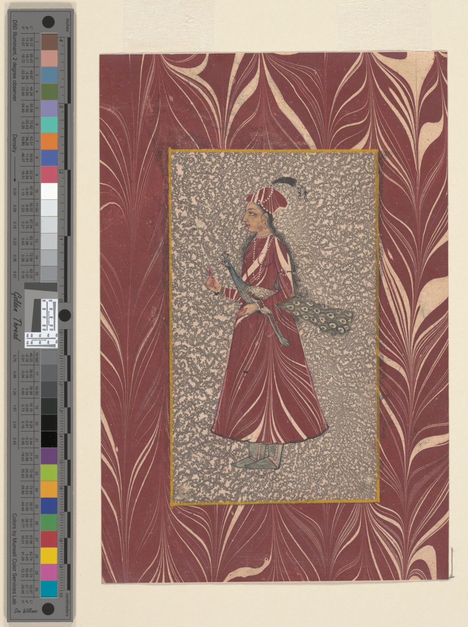 लेडी कैरिंग ए पीकॉक, बीजापुर, c.1660 द्वारा इंडियन स्कूल
