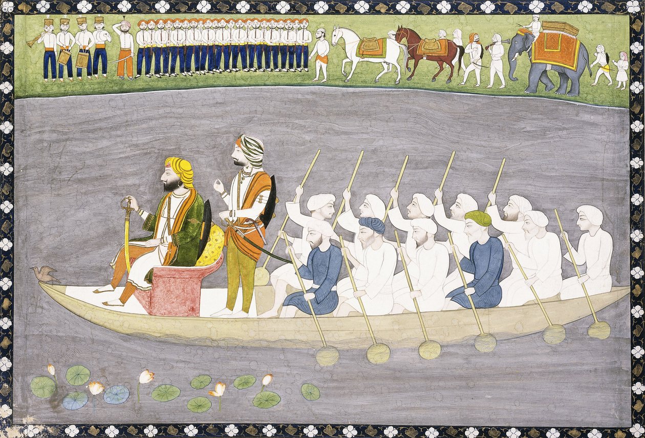 Maharaja Gulab Singh on Lake Wular in Kashmir, c.1840 द्वारा इंडियन स्कूल