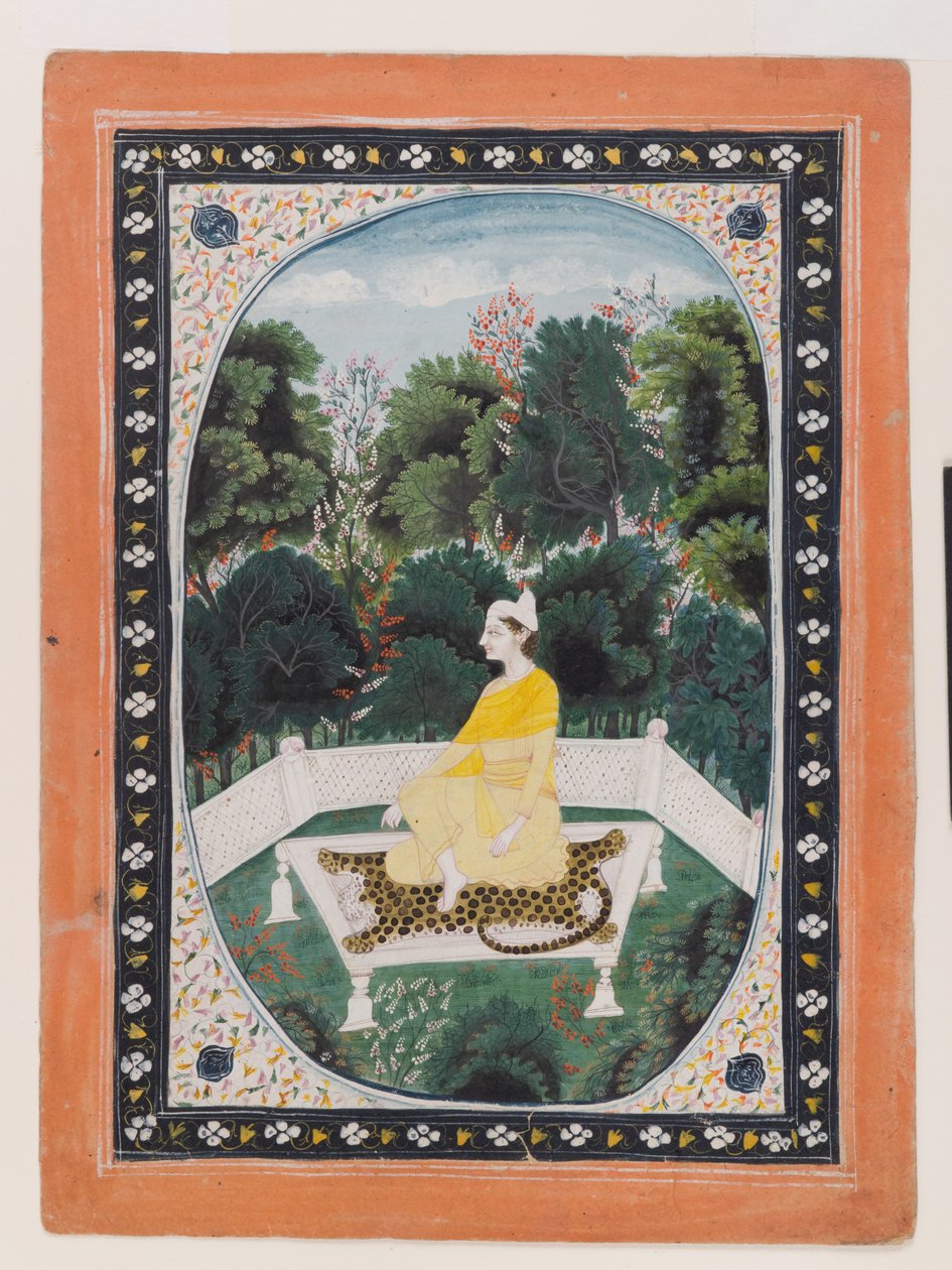 आदमी एक बगीचे की स्थापना में ध्यान, c.1820-40 (कागज पर wc) द्वारा इंडियन स्कूल