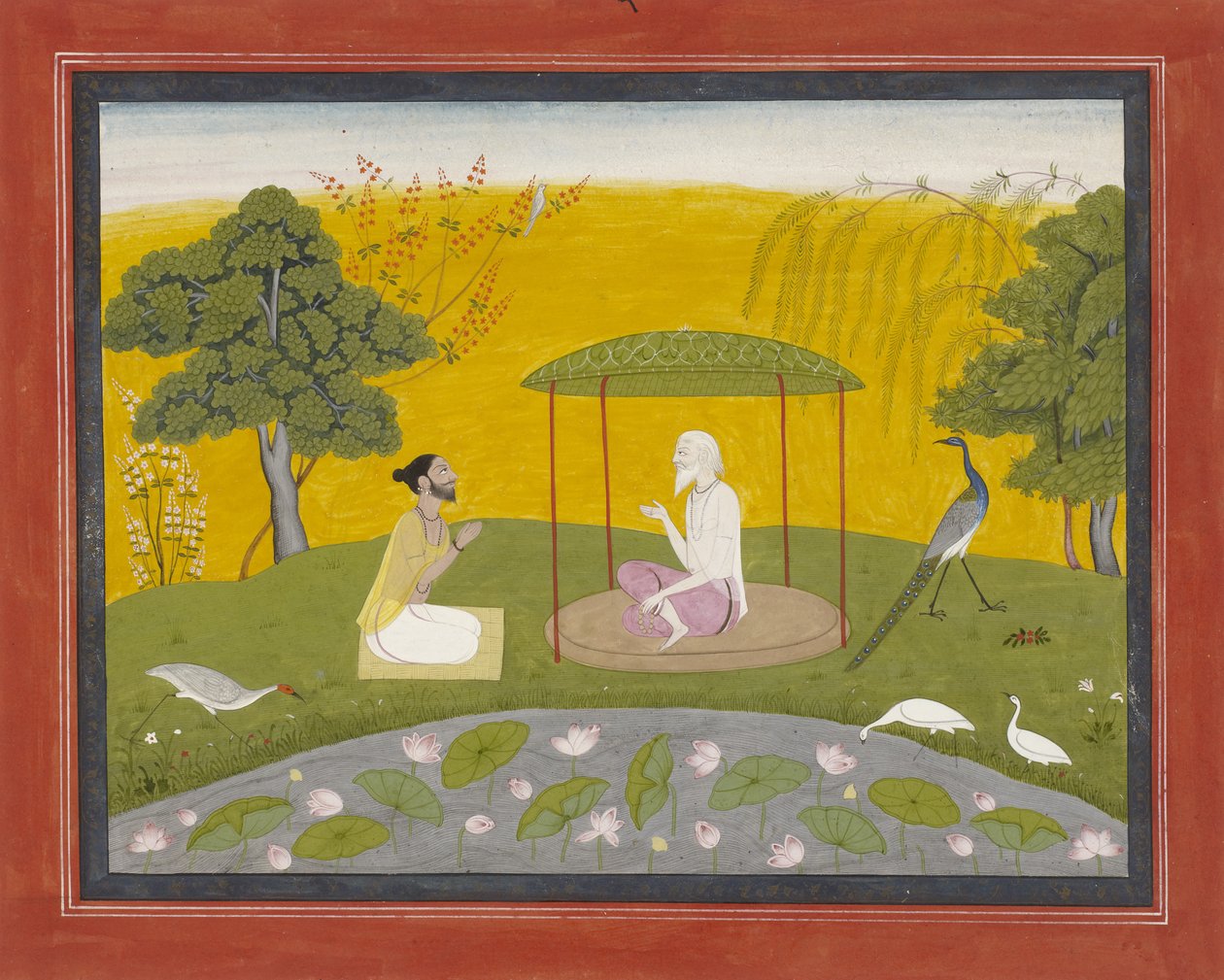मार्कंडेय ने जमुनी को फोर वाइज बर्ड्स के रूप में संदर्भित किया, c.1800-20 (कागज पर अपारदर्शी डब्ल्यूसी, ऊंचाई के साथ) द्वारा इंडियन स्कूल