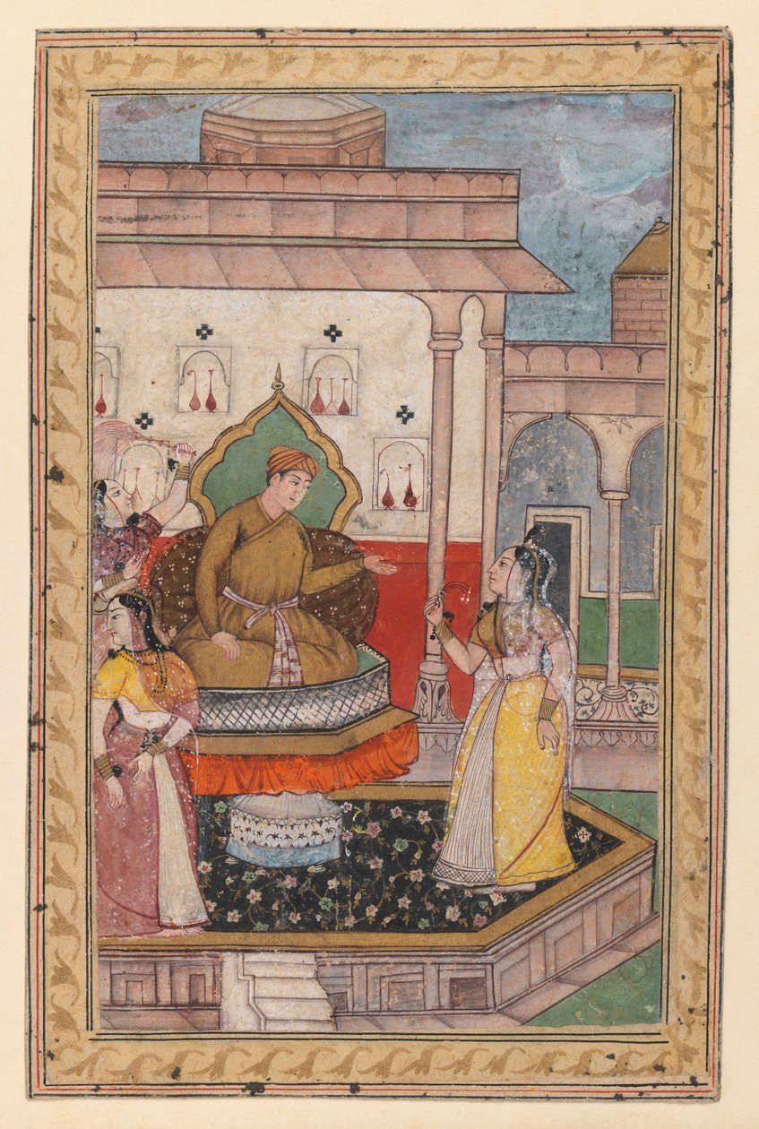 लघु चित्रकारी, कोर्ट सीन, 16 वीं शताब्दी के उत्तरार्ध (कागज पर अपारदर्शी wc) द्वारा इंडियन स्कूल