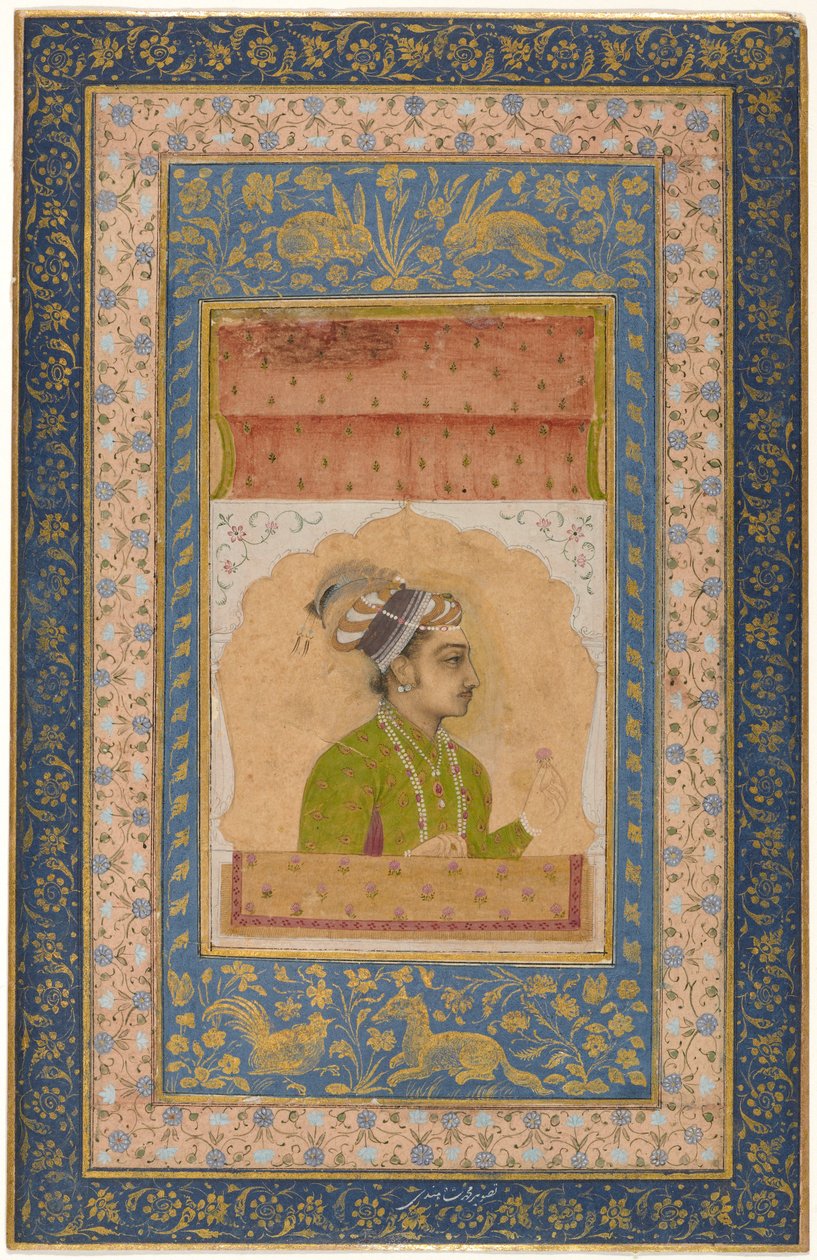 दारा शिकोह का लघु चित्र, c.1640 (एल्बम के पत्तों पर चढ़े कागज पर गॉच) द्वारा इंडियन स्कूल