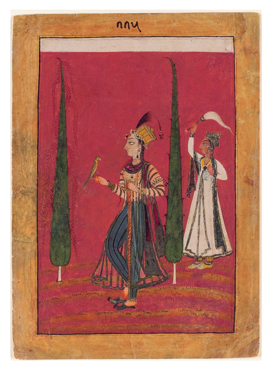 मुगल प्रिंसेस इन ए गार्डन, c.1700 (अपारदर्शी wc, सोना और चांदी कागज पर द्वारा इंडियन स्कूल