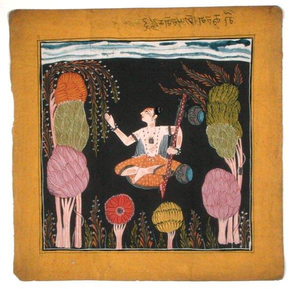 संगीत विधा गोदा राग-कुलु-पहाड़ी, c.1700-10 (कागज पर गौचे) द्वारा इंडियन स्कूल