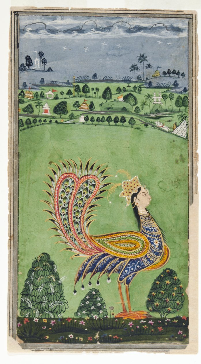 एक महिला के सिर के साथ पौराणिक मोर, हैदराबाद, c.1750 द्वारा इंडियन स्कूल