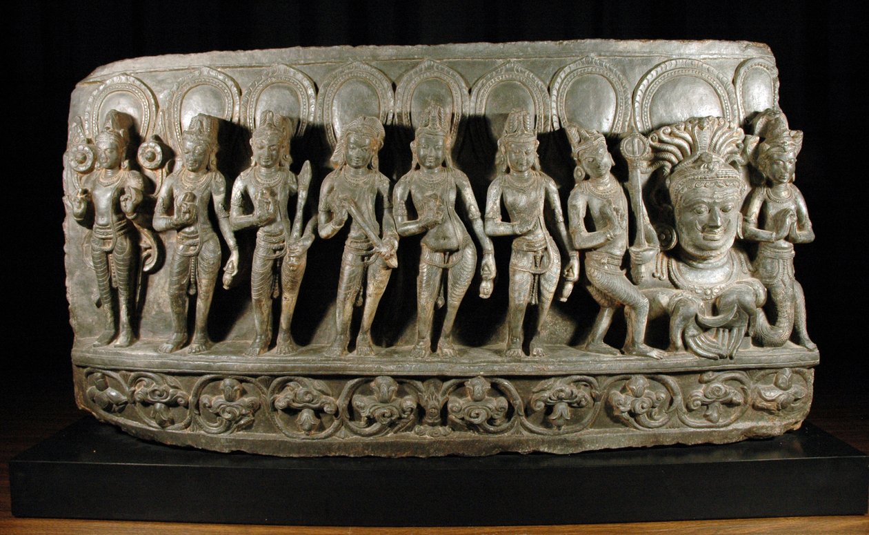 नवग्रह, c.950-1000 (पत्थर) (874861 का विस्तार) द्वारा इंडियन स्कूल