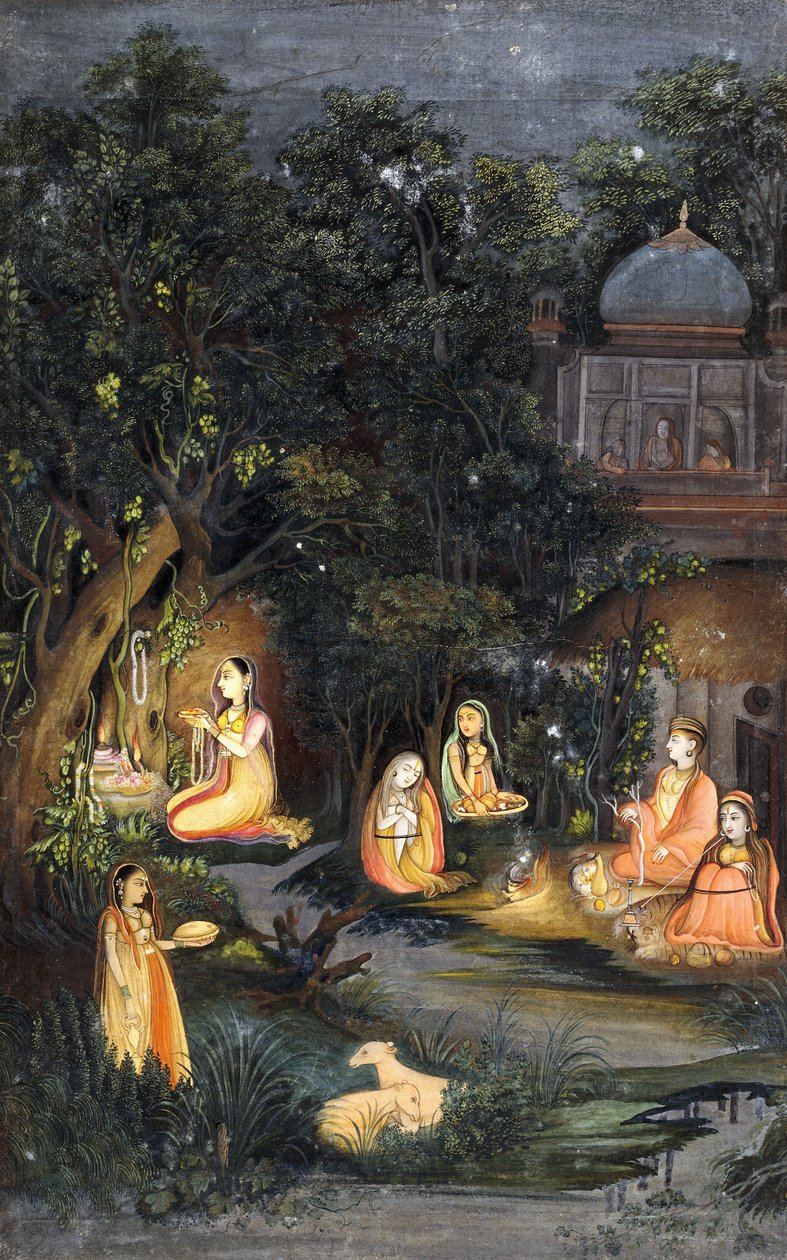 रात पूजा और भोज, c.1770 द्वारा इंडियन स्कूल
