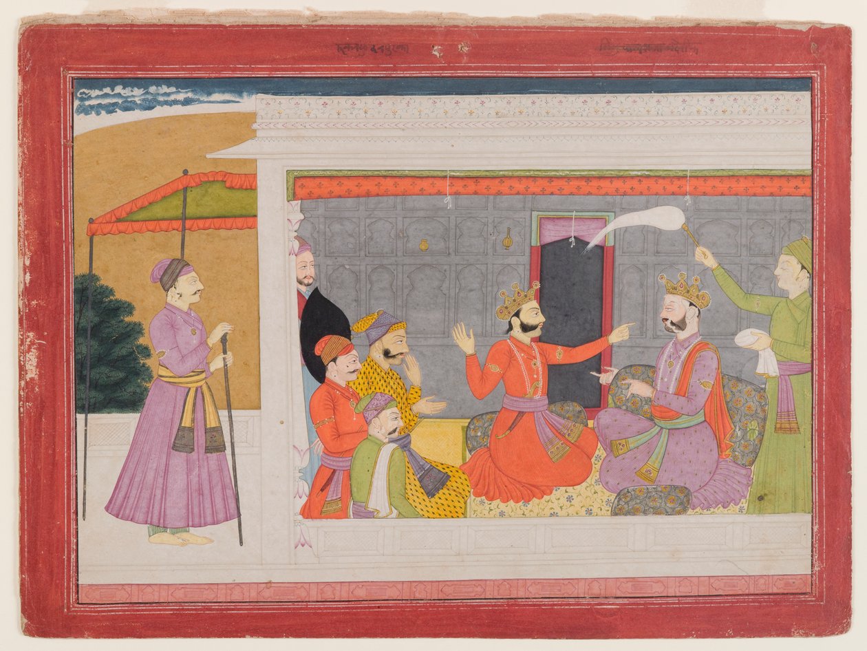रुक्मिणी हरण श्रृंखला से पृष्ठ, c.1780-1800 (कागज पर अपारदर्शी wc) द्वारा इंडियन स्कूल