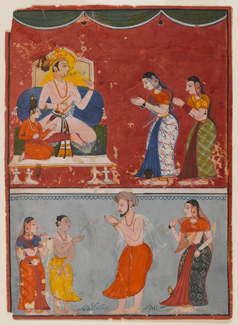 अज्ञात श्रृंखला से पृष्ठ, c.1650 (कागज पर अपारदर्शी wc) द्वारा इंडियन स्कूल