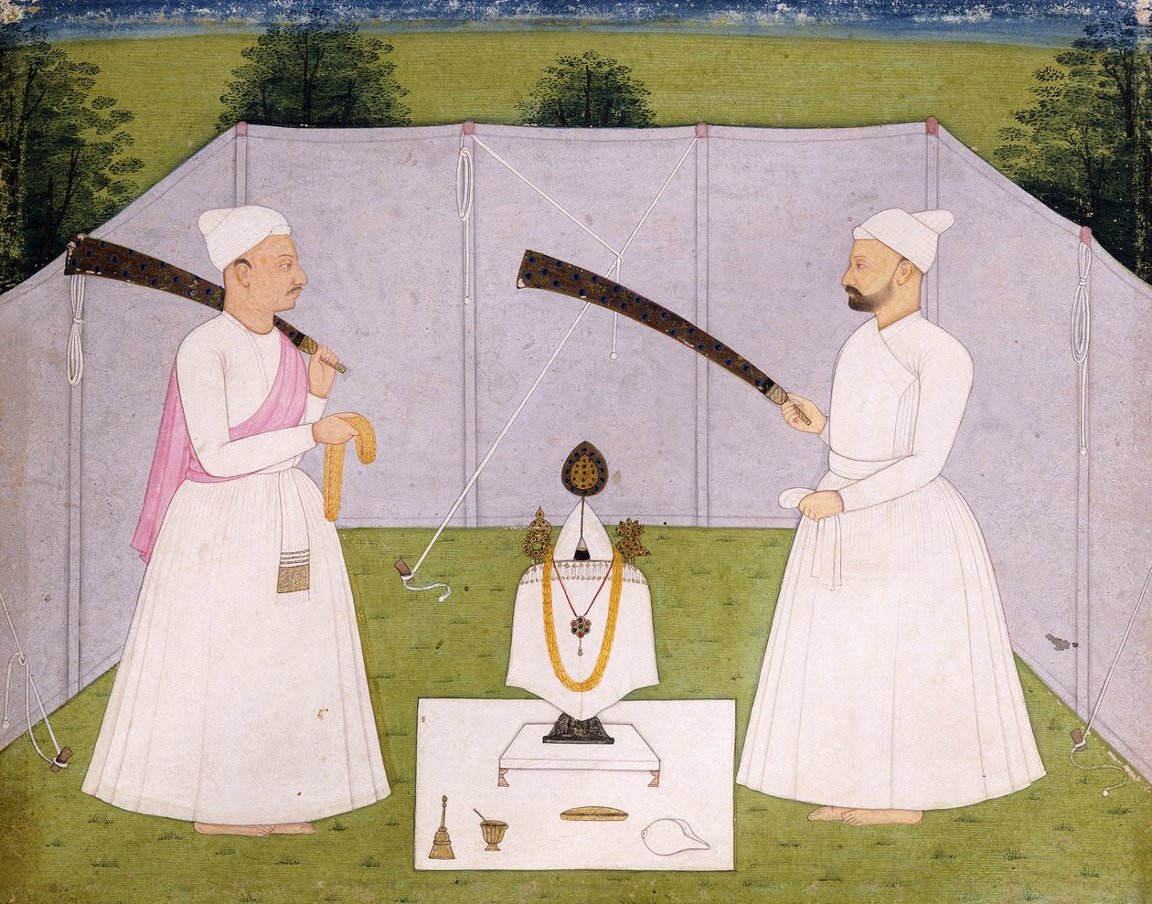 पंडितों ने बलवंत सिंह के व्यक्तिगत श्राइन में भाग लिया, 1750 सी द्वारा इंडियन स्कूल