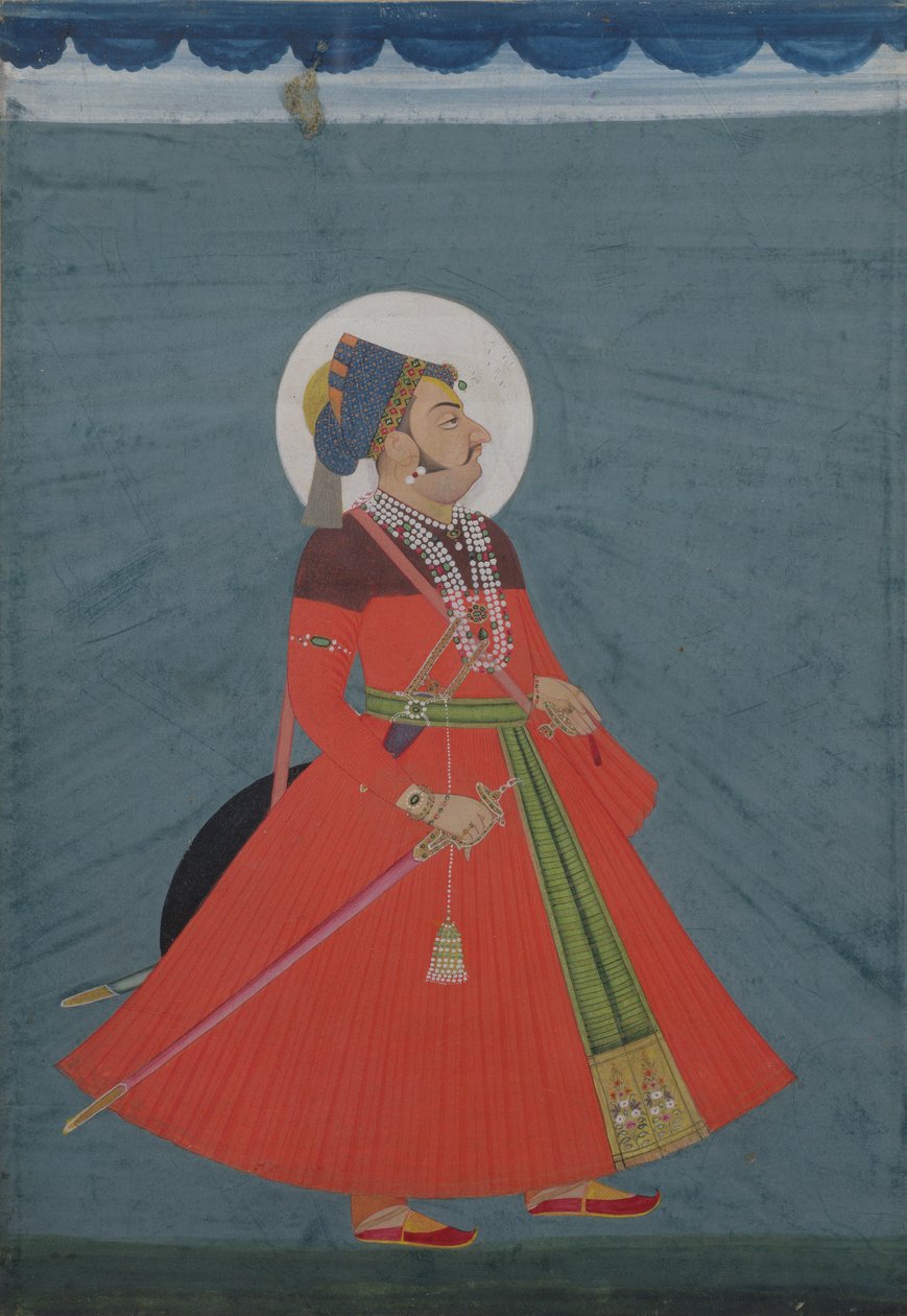 जोधपुर के महाराजा अजीत सिंह का पोर्ट्रेट (1678-1724) जोधपुर, 19 वीं शताब्दी द्वारा इंडियन स्कूल