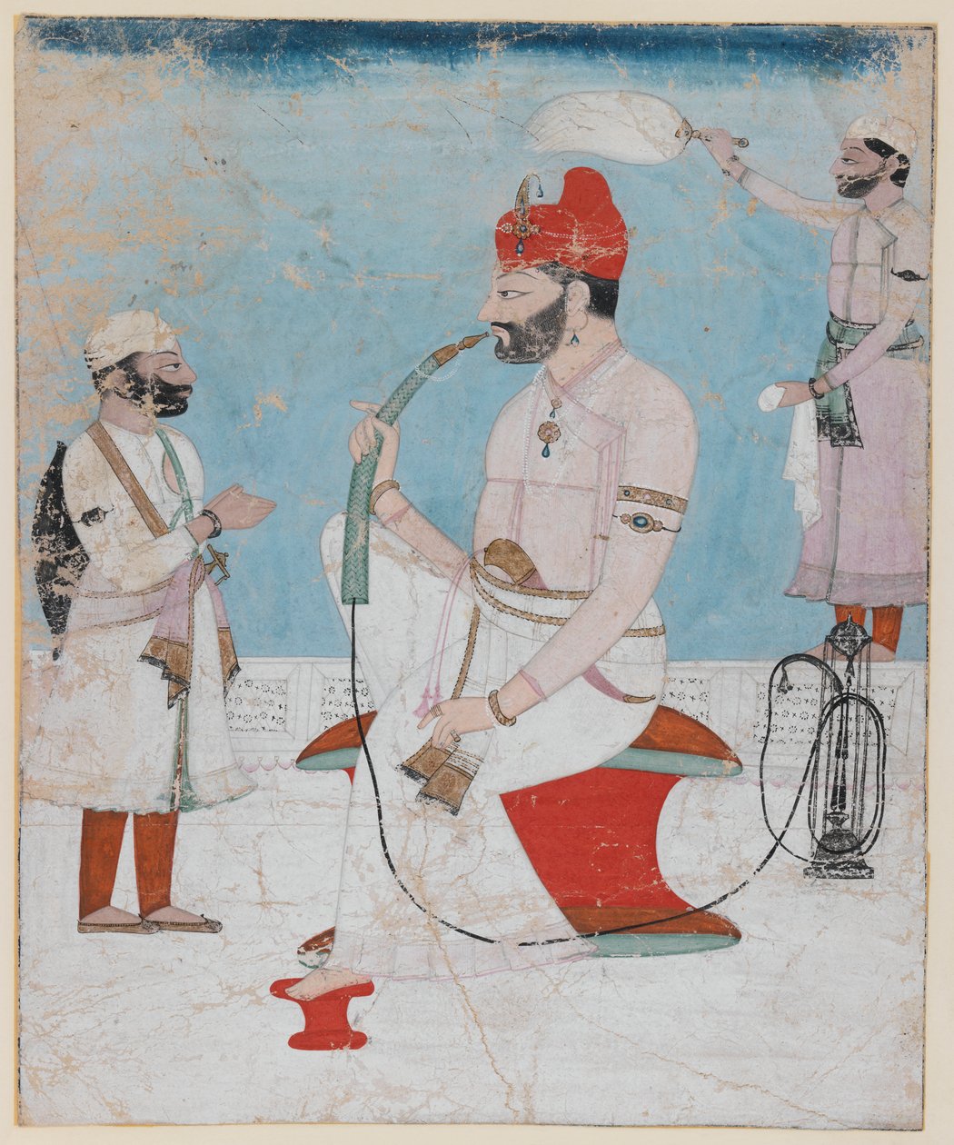 कांगड़ा के राजा संसार चंद का चित्र, c.1800-10 (कागज पर अपारदर्शी wc और सोना) द्वारा इंडियन स्कूल