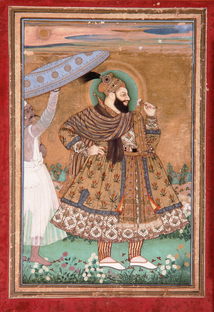 गोलकुंडा के सुल्तान अबुल हसन का चित्र, स्थायी, c.1675 (कागज पर अपारदर्शी wc और सोना) द्वारा इंडियन स्कूल