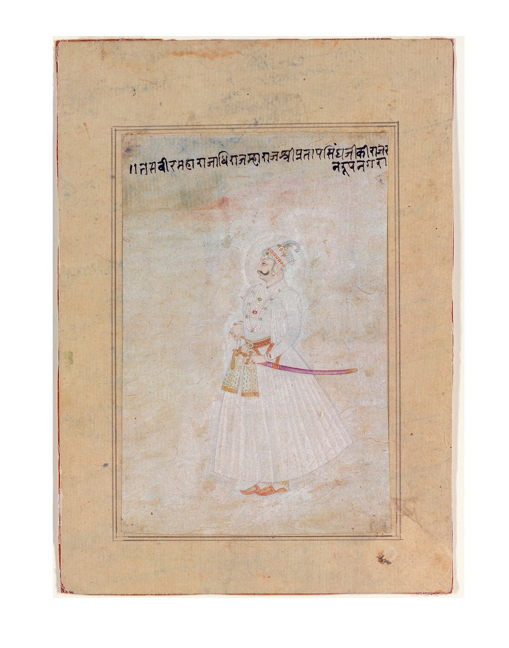 एक राजपूत शासक का चित्रण, स्थायी, c.1770 (कागज पर अपारदर्शी wc और सोना) द्वारा इंडियन स्कूल
