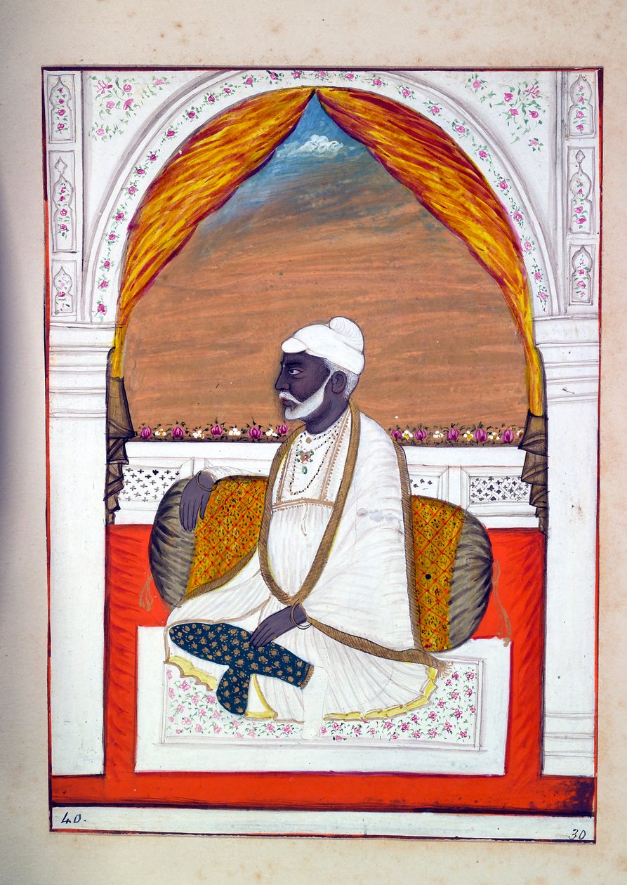 पंडित मधुसूदन, द किंगडम ऑफ द पंजाब, इसके रूलर्स एंड चीफ्स, खंड II, एक अज्ञात भारतीय कलाकार द्वारा 30 वॉटरकलर अध्ययन की मात्रा, c.1840 (कागज पर wc) द्वारा इंडियन स्कूल