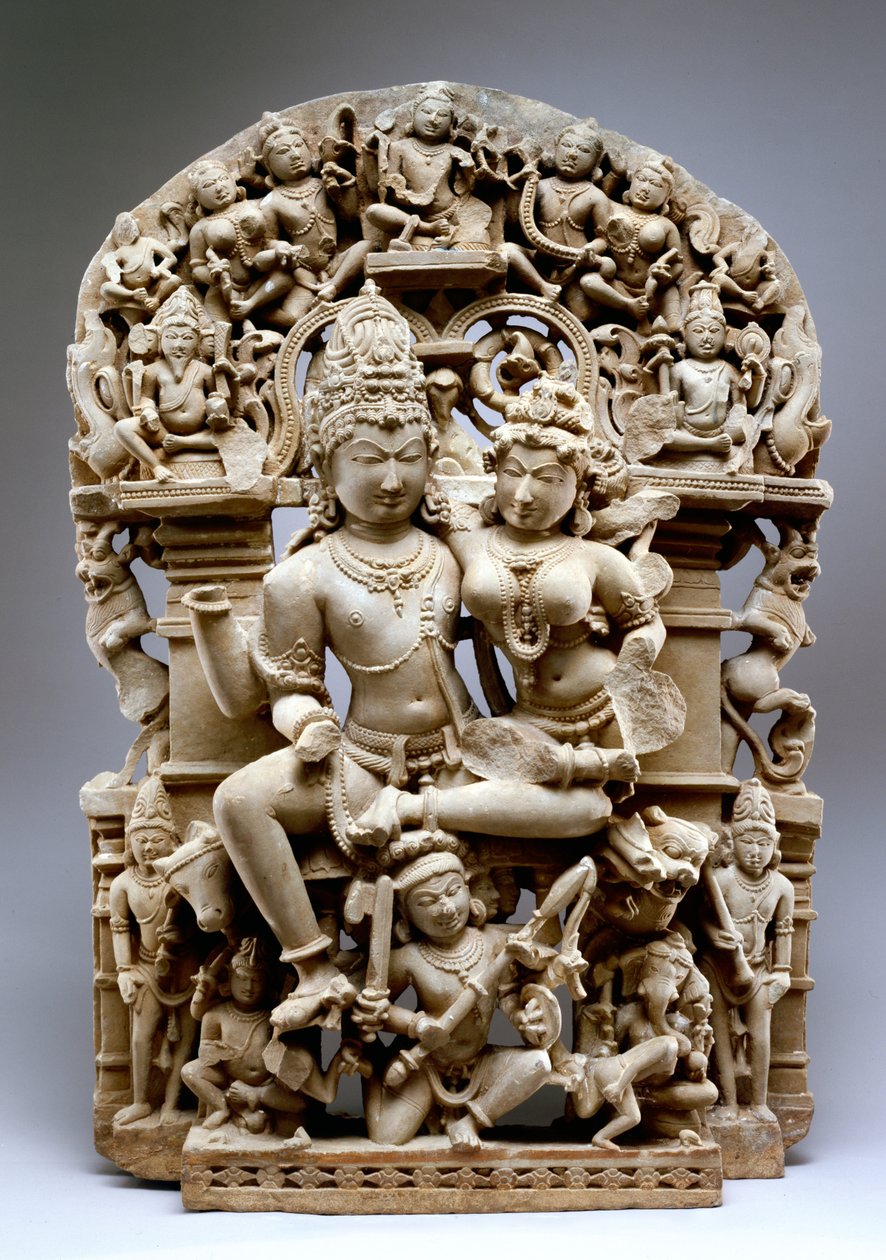 Ravana and Siva, Hinglajgarh culture, 1100 AD (sandstone) द्वारा इंडियन स्कूल