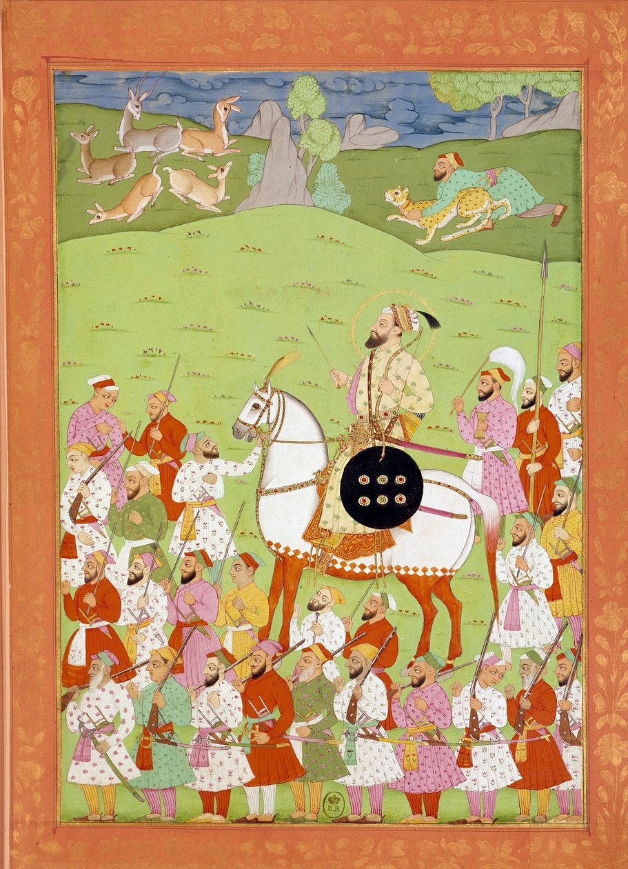 निकोलो मनुची (1638-1717) द्वारा घोड़े की पीठ पर औरंगज़िब के दूसरे बेटे शाह अलीम का प्रतिनिधित्व "भारत का इतिहास तामर्टेंटे से ओरंगरेब तक" में भारतीय और फारसी लघुचित्र। बीएन, पेरिस। द्वारा इंडियन स्कूल