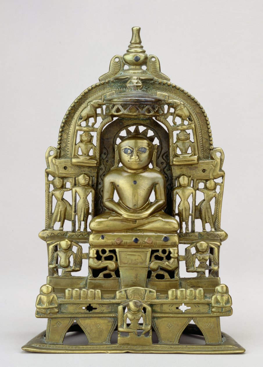 जैन तीर्थंकर कुंथानाथ, वसंतगढ़, दक्षिणी राजस्थान, 1476 (तांबे और चांदी के पीतल के साथ पीतल) द्वारा इंडियन स्कूल