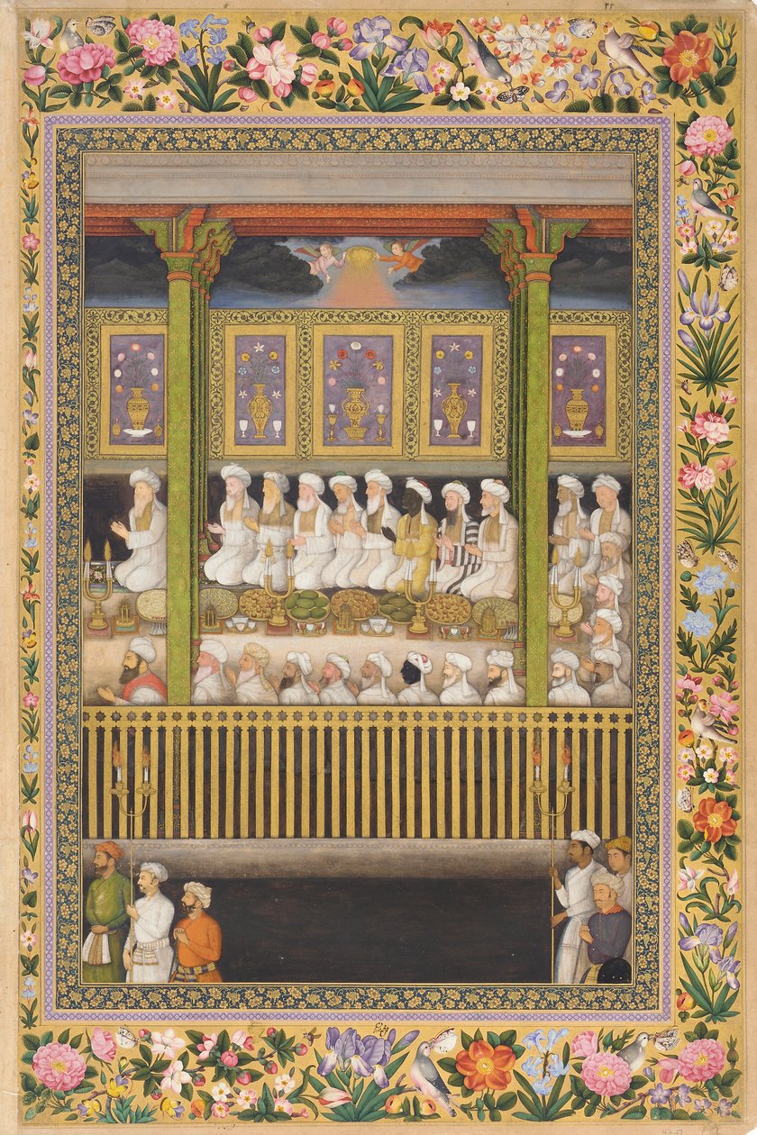 शाहजहाँ सम्मान धार्मिक रूढ़िवादी, सेंट पीटर्सबर्ग एल्बम का पृष्ठ, c.1635 (अपारदर्शी जल रंग और कागज पर सोना) द्वारा इंडियन स्कूल