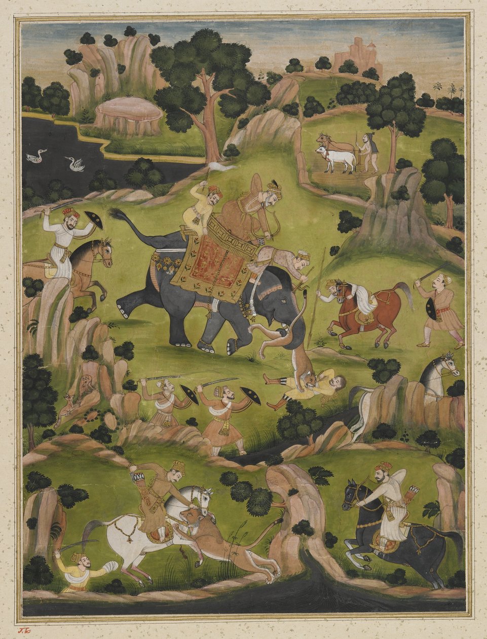 शाहजहाँ शिकार, अलग एल्बम फोलियो, c.1900 द्वारा इंडियन स्कूल