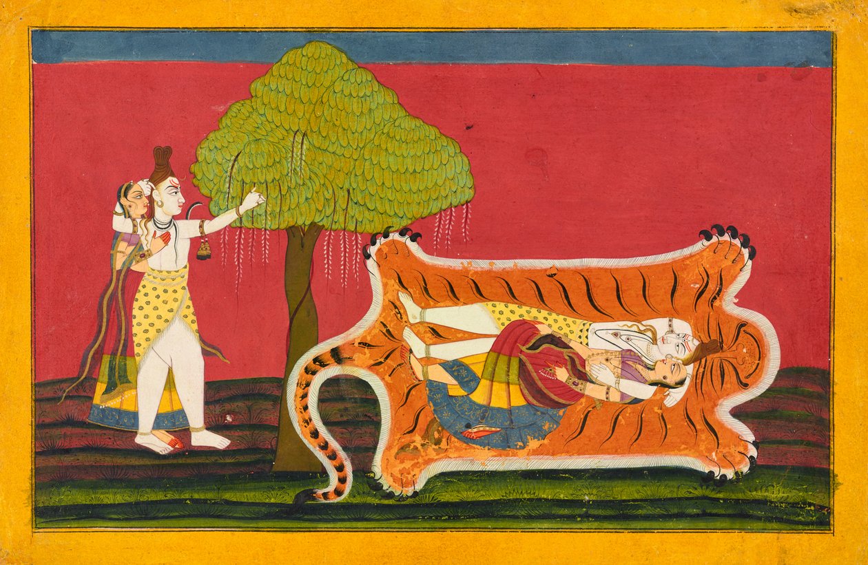 शिव और पार्वती, एक रासमंजरी फोलियो से, c.1710 द्वारा इंडियन स्कूल